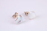 Freeform Natural Pearl Stud Earrings, set in Solid Silver
