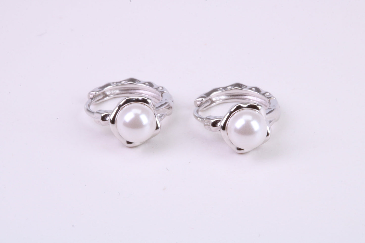 Natural Pearl set Hoop Earrings, set in Solid Silver