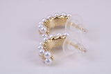 Natural Pearl set Half Hoop Earrings, set in Solid Silver and Further 18ct Yellow Gold