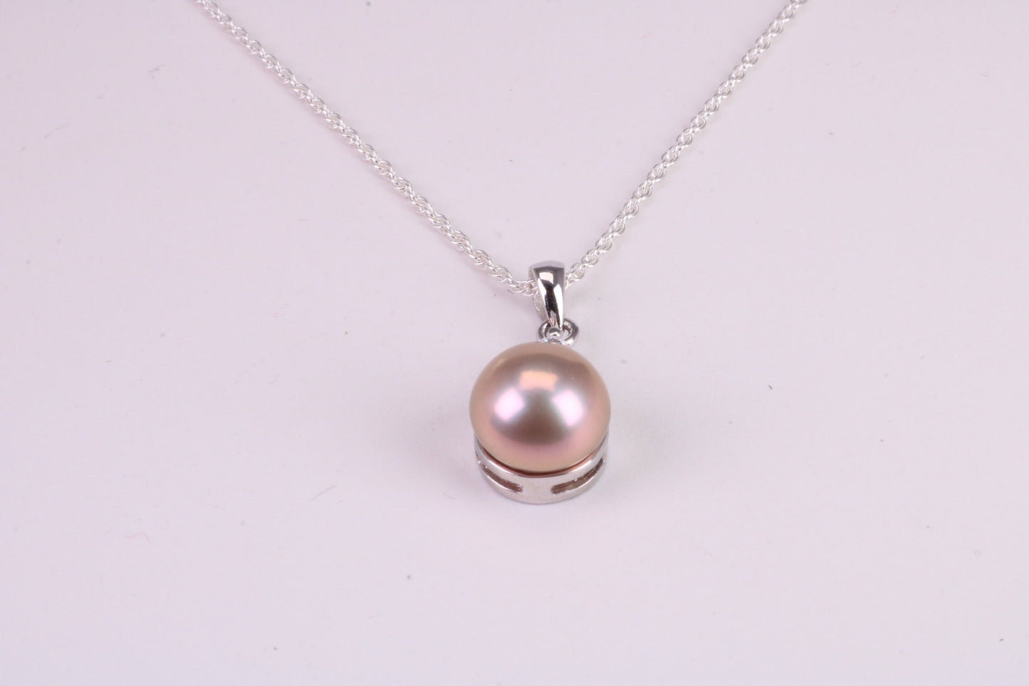 Natural Pearl and Cubic Zirconia set Necklace, set in Solid Silver