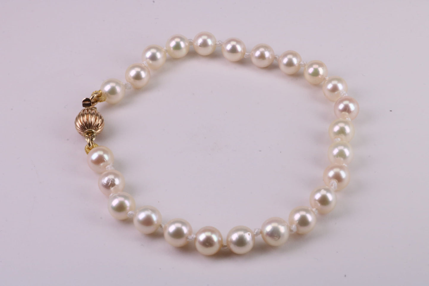 South Sea Simple 6 mm Round Natural Pearl Bracelet set with Solid Yellow Gold Lock