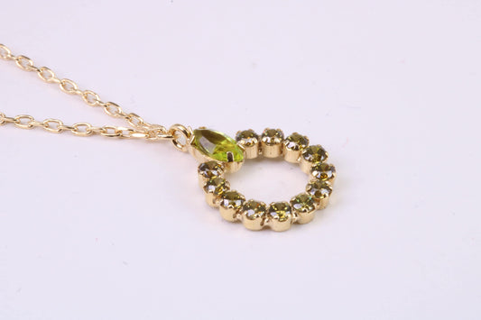 Peridot and Citrine set Necklace, Made From Solid Silver with 18ct Yellow Gold Plating, Length Adjustable Chain