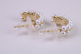 Natural Pearl set Half Hoop Earrings, set in Solid Silver and Further 18ct Yellow Gold